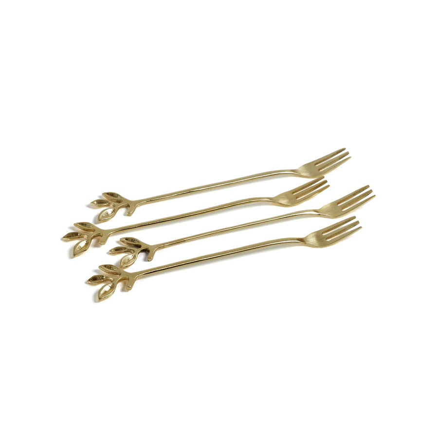 Leaves Cocktail Forks - Gold - Set of 4