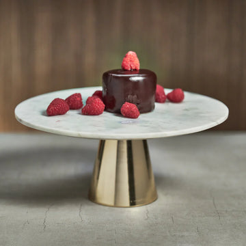 Marble Cake Stand on Metal Base