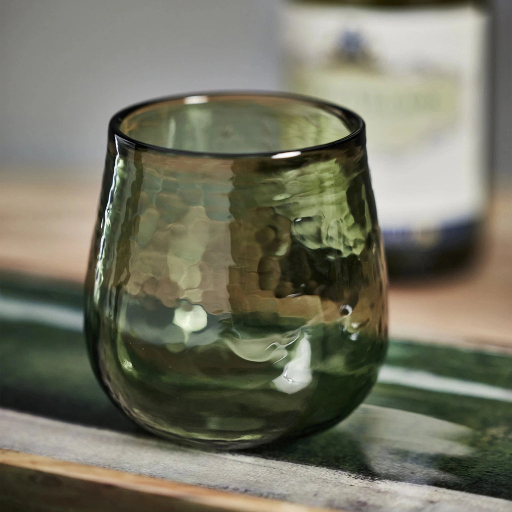 Artisan Hammered Green Glass