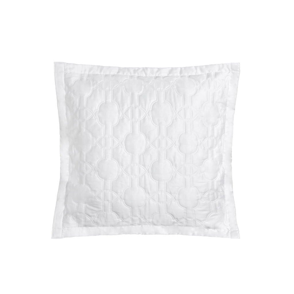 Fretwork Quilted Euro Sham in White