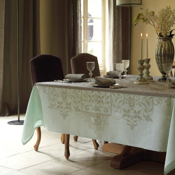 Venezia Ash Beige Tablecloth with Table setting 